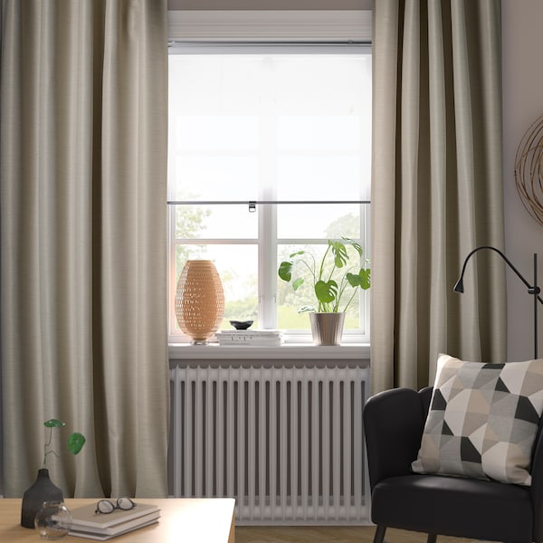 VILBORG Room darkening curtains, 1 pair, beige145x250 cm , 145x300 cm