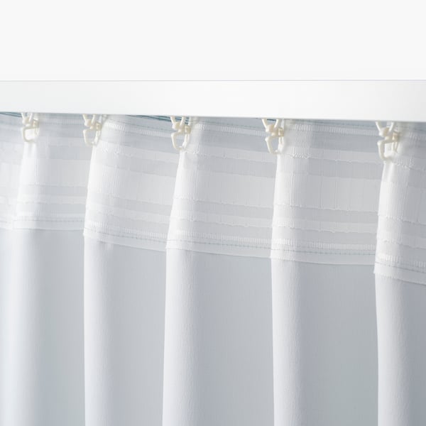 VILBORG Semi-dark curtains, 1 pair - white/turquoise 145x300 cm , 145x300 cm