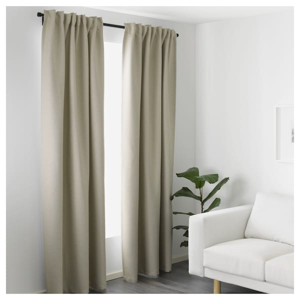 VILBORG Room darkening curtains, 1 pair, beige145x250 cm , 145x300 cm