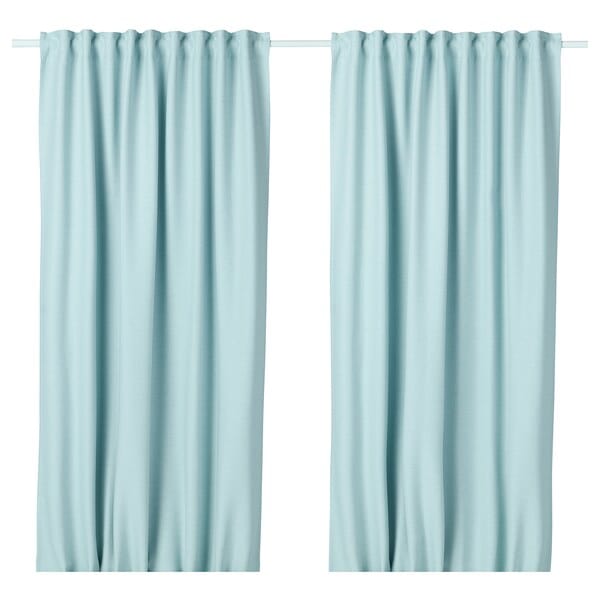 Ikea VILBORG Semi-dark curtains, 1 pair - white/turquoise 145x300 cm , 145x300 cm