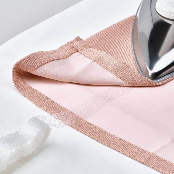 VILBORG room darkening curtains, 1 pair, pink/with heading tape, 145x300 cm