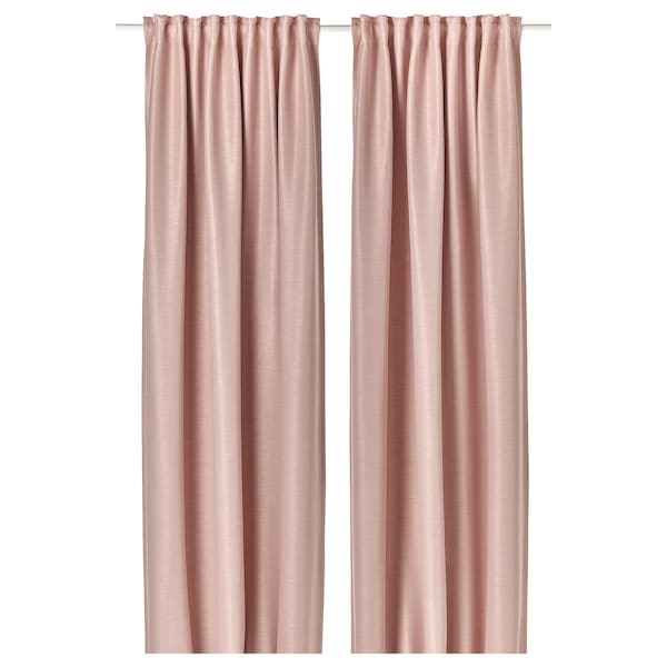VILBORG room darkening curtains, 1 pair, pink/with heading tape, 145x300 cm