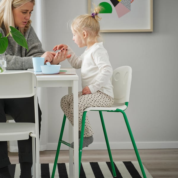 VILDGÅS junior chair, white/green, 46x79x49 cm