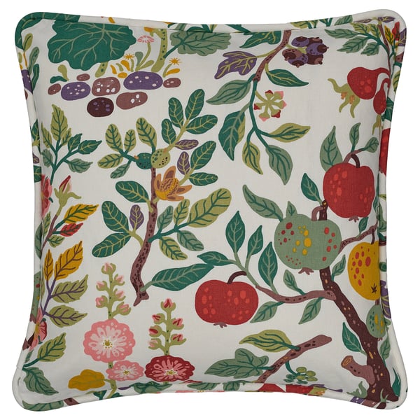 VILDPERSILJA cushion cover, white multicolour/floral pattern, 50x50 cm