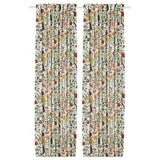 VILDPERSILJA curtains, 1 pair, white multicolour/floral pattern with heading tape, 145x300 cm