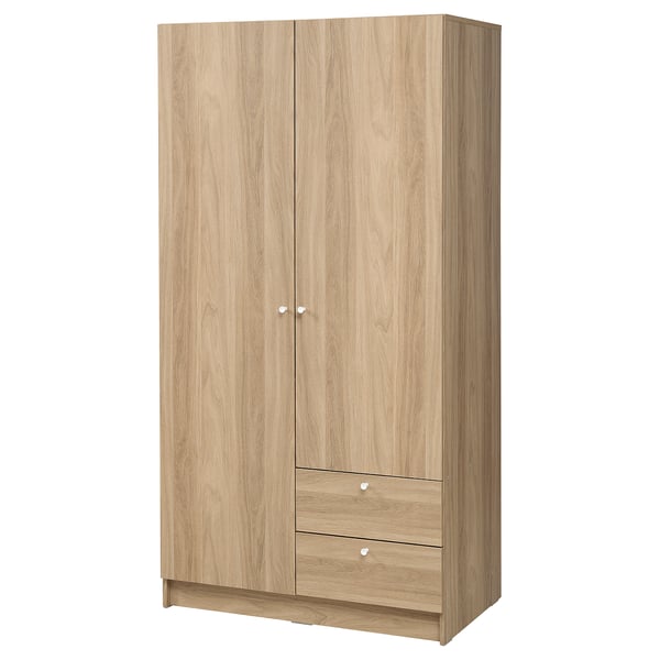 VILHATTEN - VILHATTEN Wardrobe with 2 doors and 2 drawers, oak effect, 98x57x190 cm