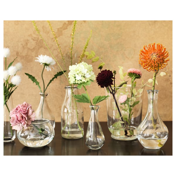 VILJESTARK vase, clear glass, 17 cm