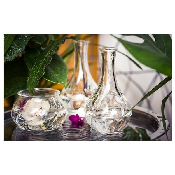 VILJESTARK vase, clear glass, 17 cm