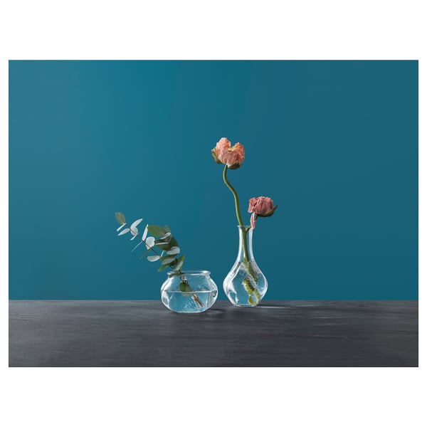 VILJESTARK - VILJESTARK Vase, clear glass, 17 cm