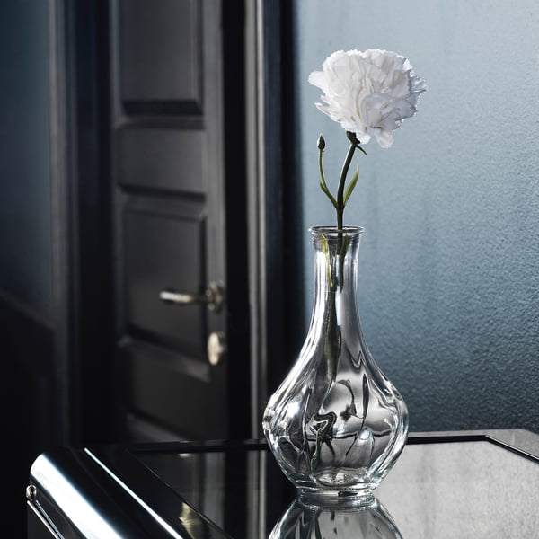 VILJESTARK vase, clear glass, 17 cm