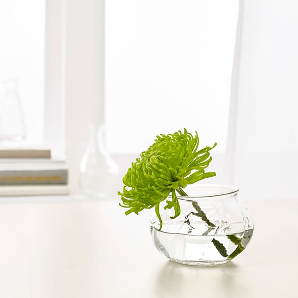 VILJESTARK vase, clear glass, 8 cm