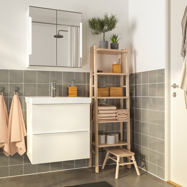 VILTO shelving unit, birch, 46x150 cm
