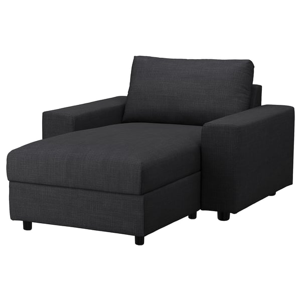 VIMLE chaise longue, with wide armrests/Hillared anthracite, 125 cm