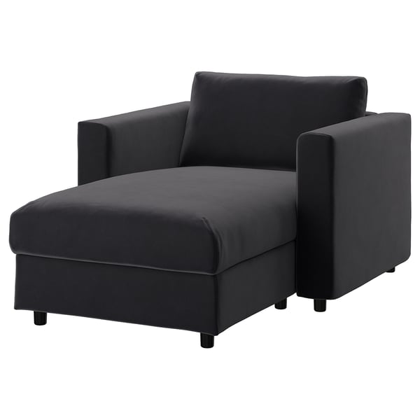 VIMLE chaise longue, Djuparp dark grey, 111 cm