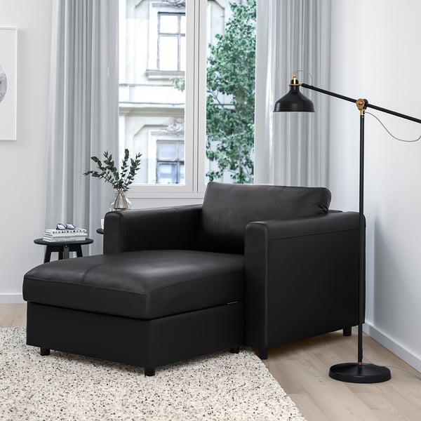 VIMLE chaise longue, Grann/Bomstad black, 111 cm