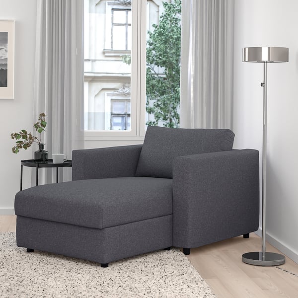VIMLE chaise longue, Gunnared medium grey, 111 cm
