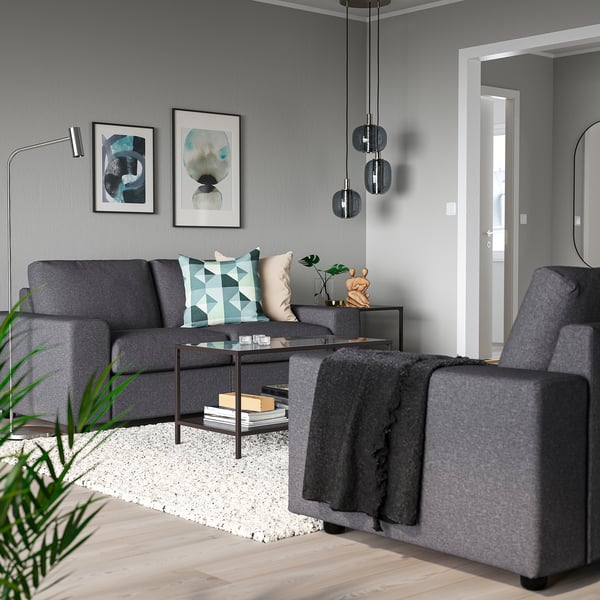 VIMLE 2-seat sofa, with wide armrests Gunnared/medium grey, 185 cm