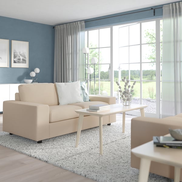 VIMLE 2-seat sofa, with wide armrests/Hallarp beige, 185 cm