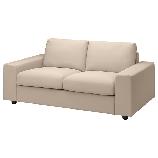 VIMLE 2-seat sofa, with wide armrests/Hallarp beige, 141x54x98 cm