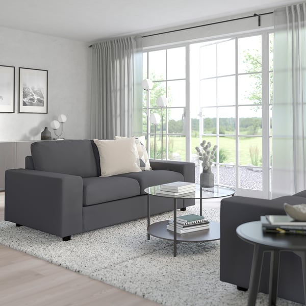 VIMLE 2-seater sofa - with wide armrests/Grey Hallarp ,