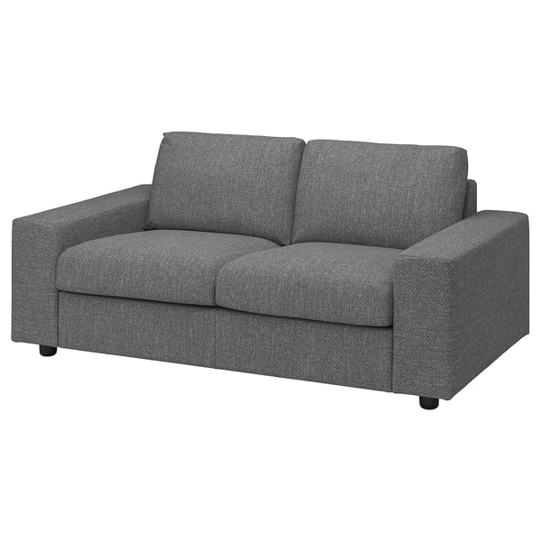 VIMLE 2-seat sofa, with wide armrests/Lejde grey/black, 185 cm