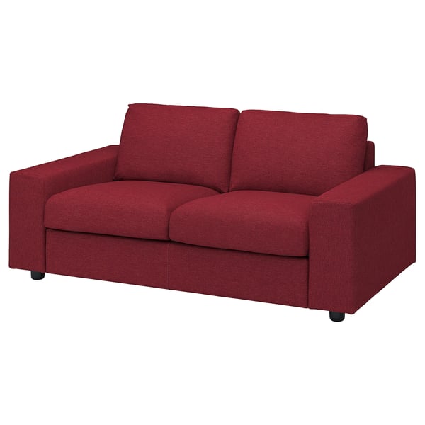 VIMLE 2-seat sofa, with wide armrests/Lejde red/brown, 185 cm