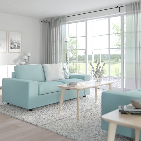 VIMLE 2 seater sofa - with wide armrests/blue Saxemara ,