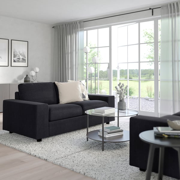 VIMLE 2 seater sofa - with wide armrests/saxemara blue-black ,