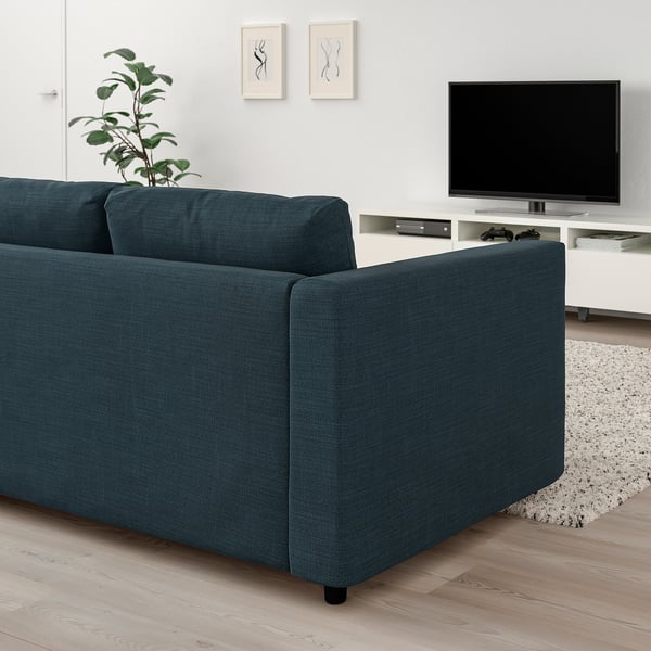 VIMLE 2-seat sofa, Hillared dark blue, 141x6x98 cm