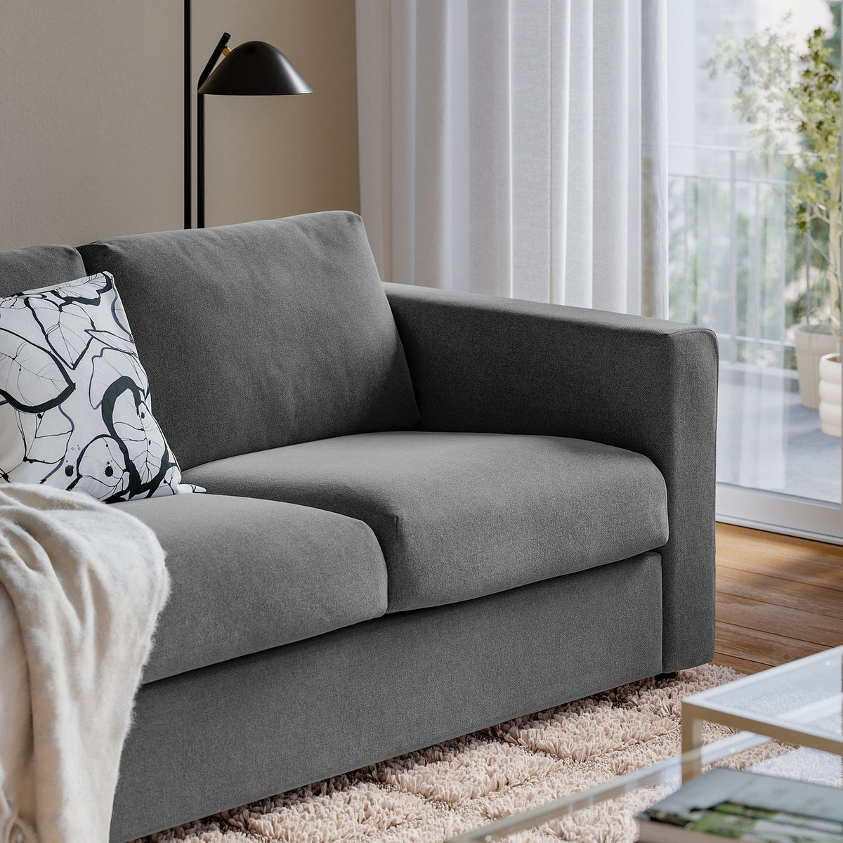 VIMLE 2-seat sofa, Johanneshov dark grey, 171 cm