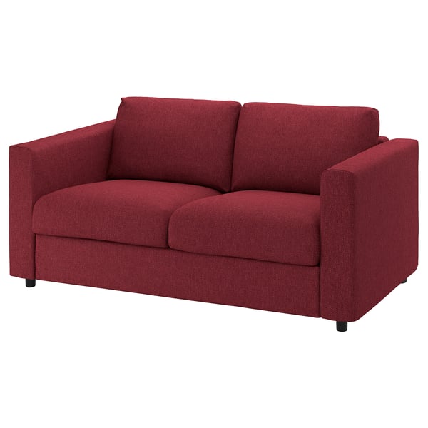 VIMLE 2-seat sofa, Lejde red/brown, 141x6x98 cm
