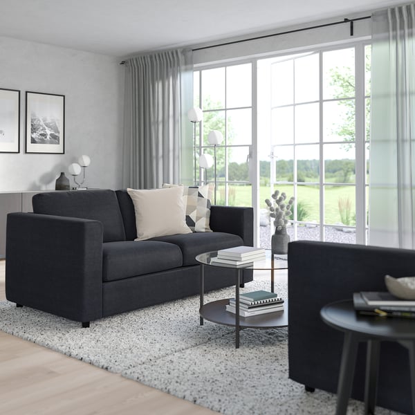 VIMLE 2-seat sofa, Saxemara black-blue, 141x6x98 cm