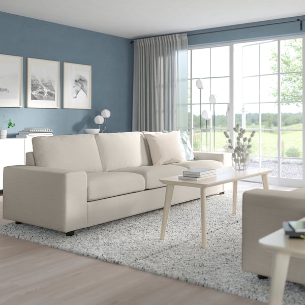 VIMLE 3-seat sofa, with wide armrests/Gunnared beige, 255 cm