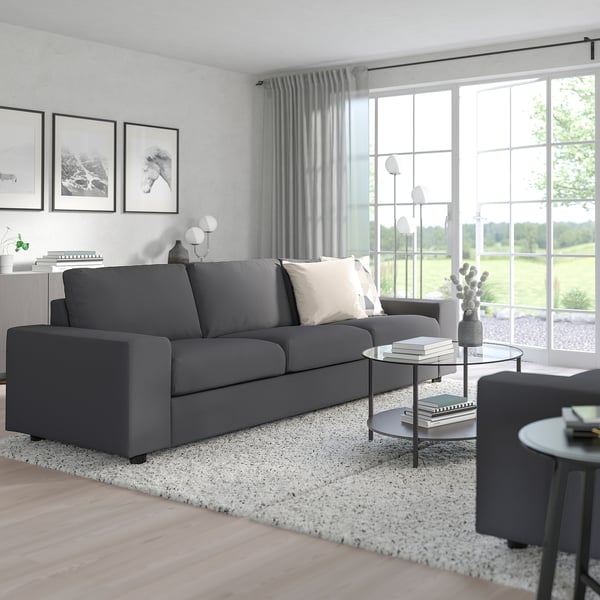 VIMLE 3 seater sofa - with wide armrests/Hallarp grey ,