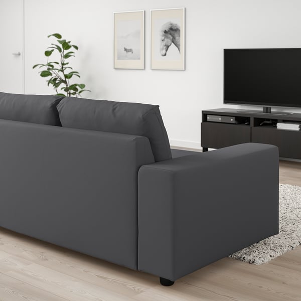 VIMLE 3 seater sofa - with wide armrests/Hallarp grey ,