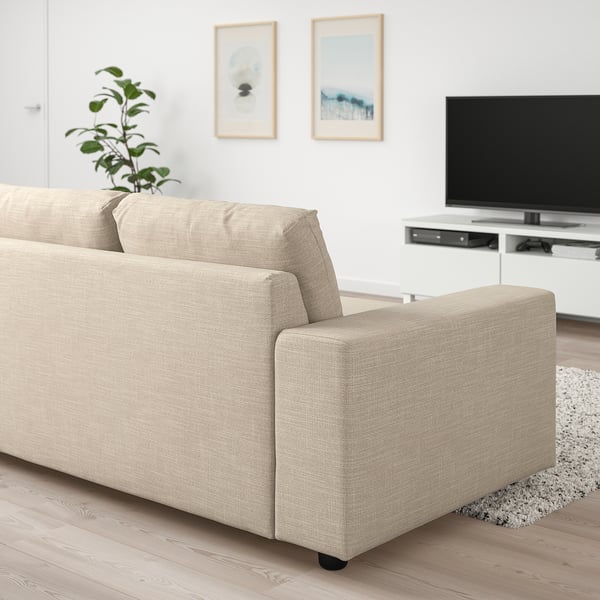 VIMLE 3-seat sofa, with wide armrests/Hillared beige, 211x54x98 cm