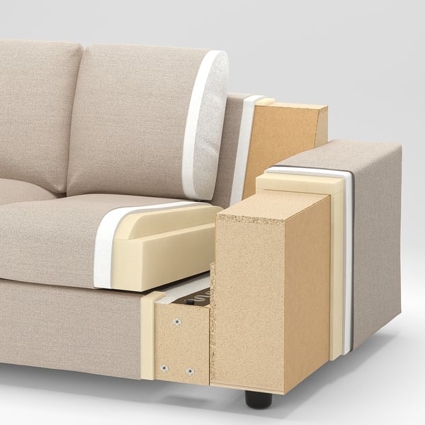 VIMLE 3-seat sofa, with wide armrests/Hillared beige, 211x54x98 cm
