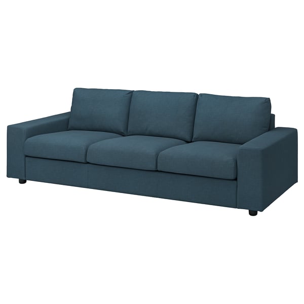 VIMLE 3-seat sofa, with wide armrests/Hillared dark blue, 211x54x98 cm