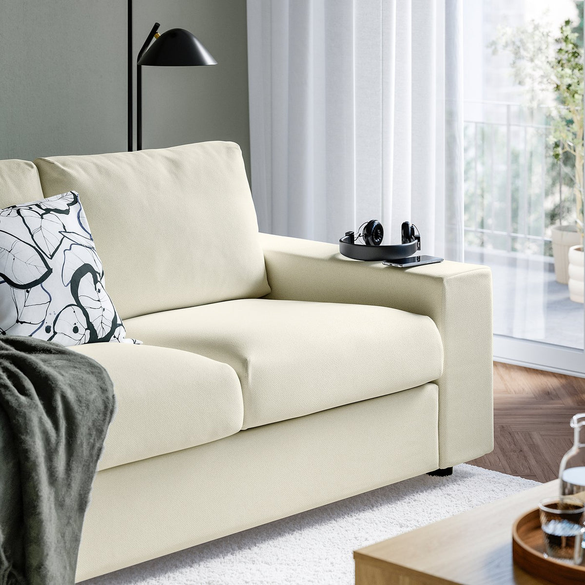 VIMLE 3-seat sofa, with wide armrests/Johanneshov off-white, 255 cm