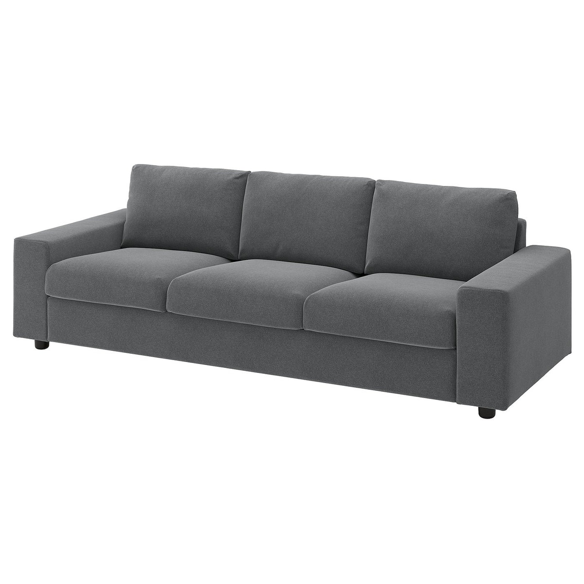 VIMLE 3-seat sofa, with wide armrests/Johanneshov dark grey, 255 cm