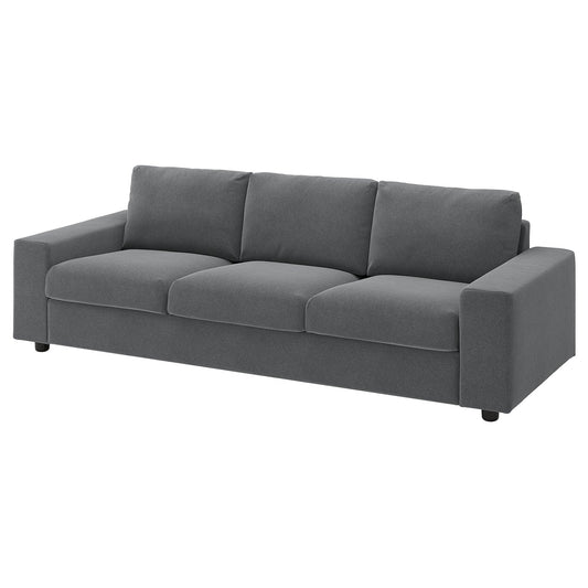 VIMLE 3-seat sofa, with wide armrests/Johanneshov dark grey, 255 cm