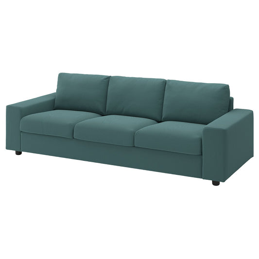 VIMLE 3-seat sofa, with wide armrests/Kelinge grey-turquoise, 255 cm