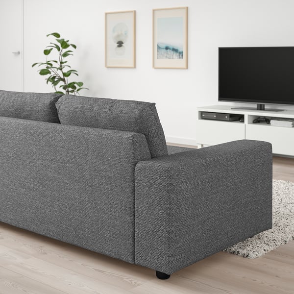 VIMLE 3-seat sofa, with wide armrests/Lejde grey/black, 255 cm