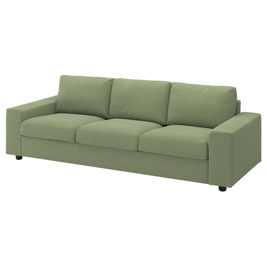 VIMLE 3-seat sofa, with wide armrests/Mosshed grey-green, 255 cm
