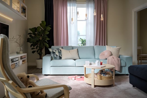 VIMLE 3 seater sofa - with wide armrests/Saxemara light blue ,
