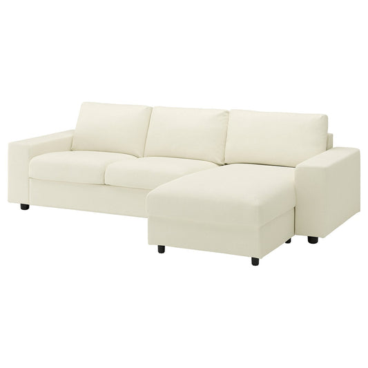 VIMLE 3-seat sofa with chaise longue, with wide armrests/Johanneshov off-white, 266 cm