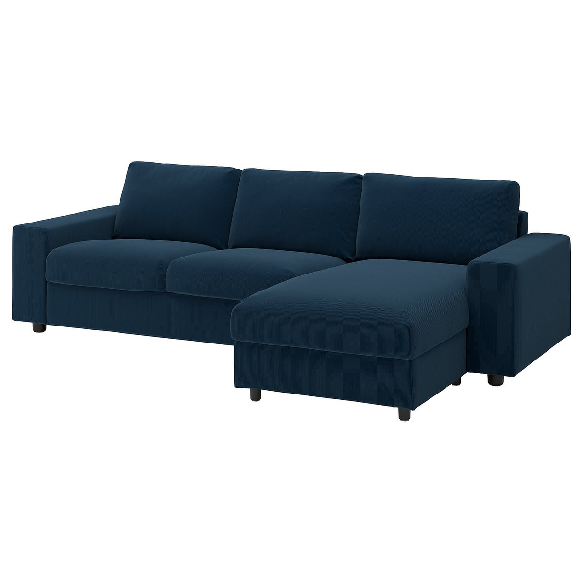 VIMLE 3-seat sofa with chaise longue, with wide armrests/Kelinge dark blue, 266 cm