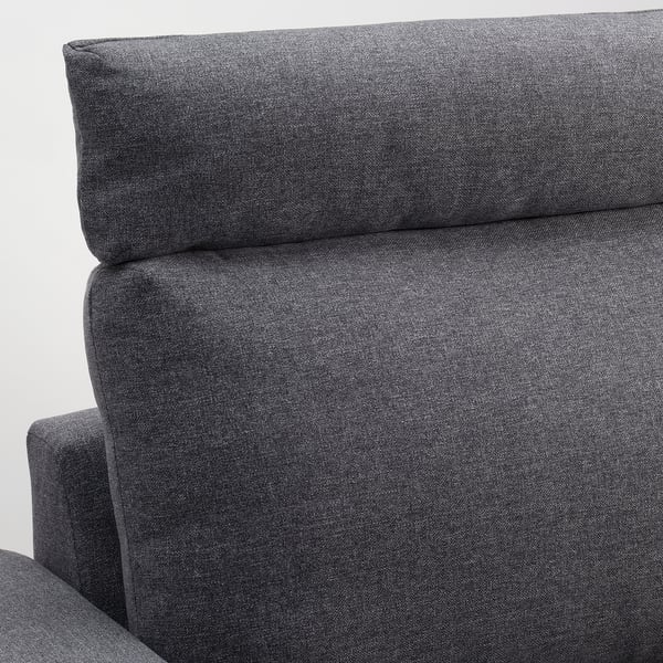 VIMLE 3-seat sofa with chaise longue, with headrest with wide armrests/Gunnared medium grey, 266 cm