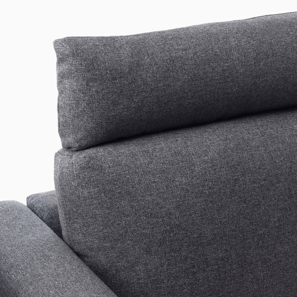 VIMLE 3-seat sofa with chaise longue, with headrest/Gunnared medium grey, 252 cm