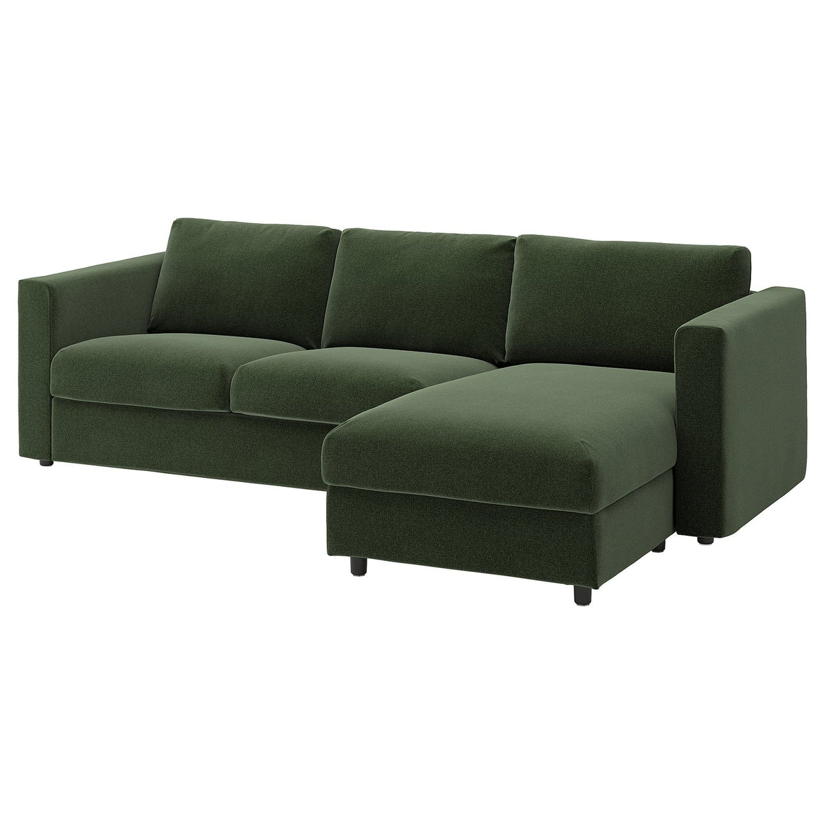 VIMLE 3-seat sofa, with chaise longue/Johanneshov dark green, 252 cm